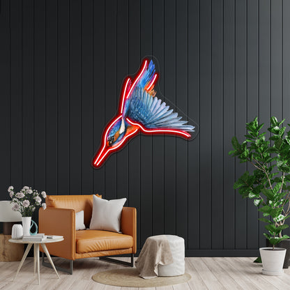 Diving Kingfisher Wall Artwork Neon Signs