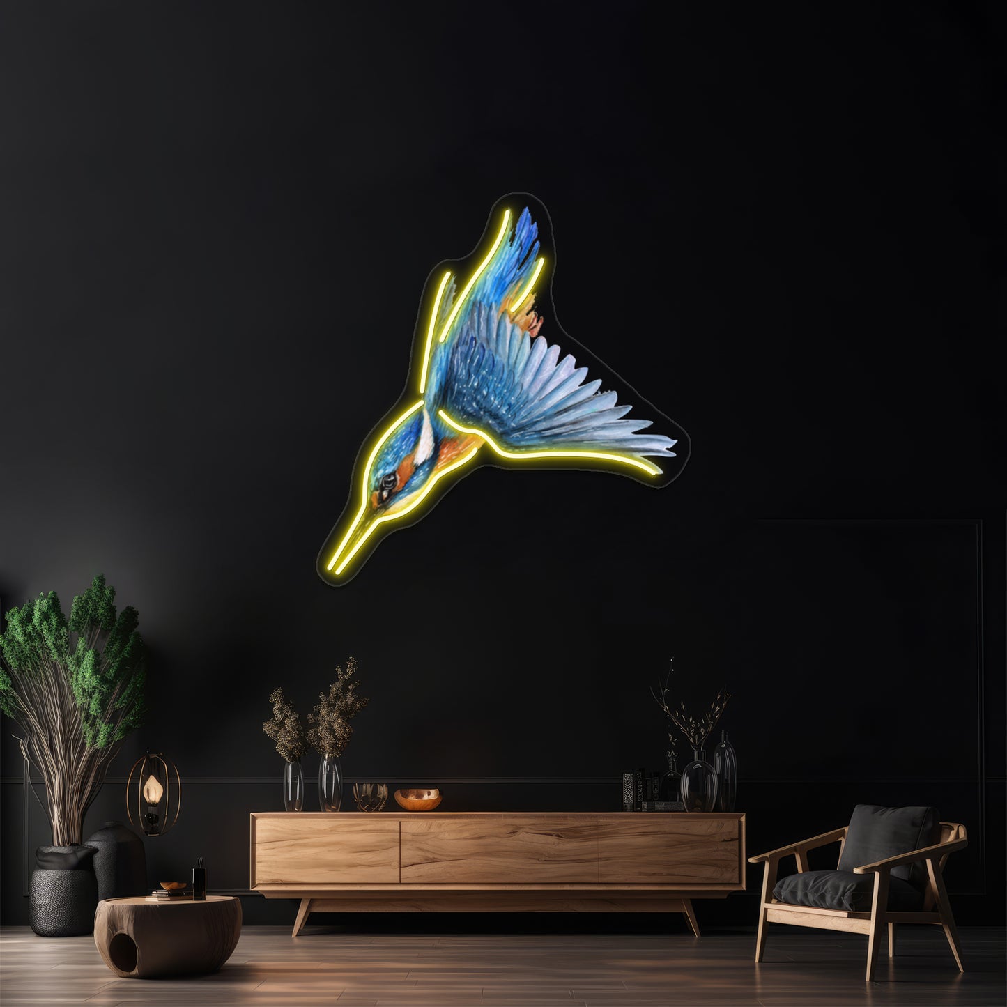 Diving Kingfisher Wall Artwork Neon Signs