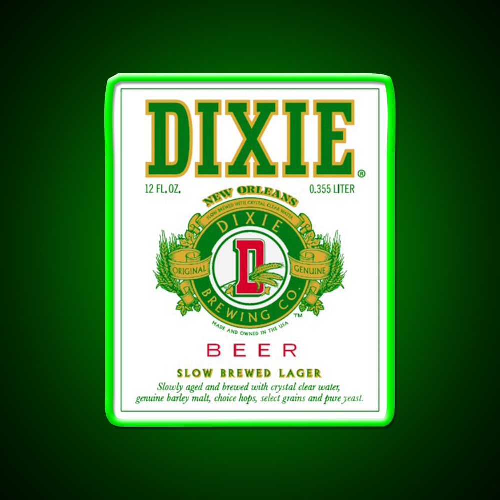 Dixie Beer Logo Beer Bar Decor Led Neon Sign Rgb Color