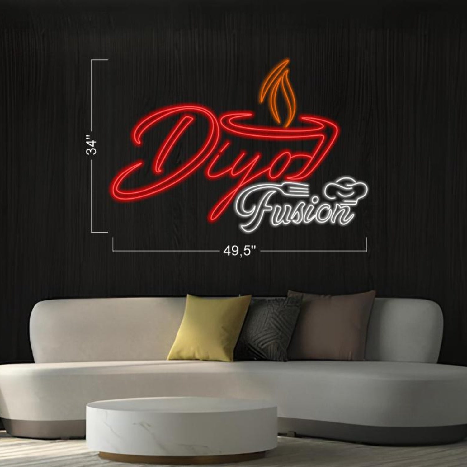 Diyo Fusion Candle Cutlery Chef Led Neon Sign For Home Cafe Decor | Shineneon