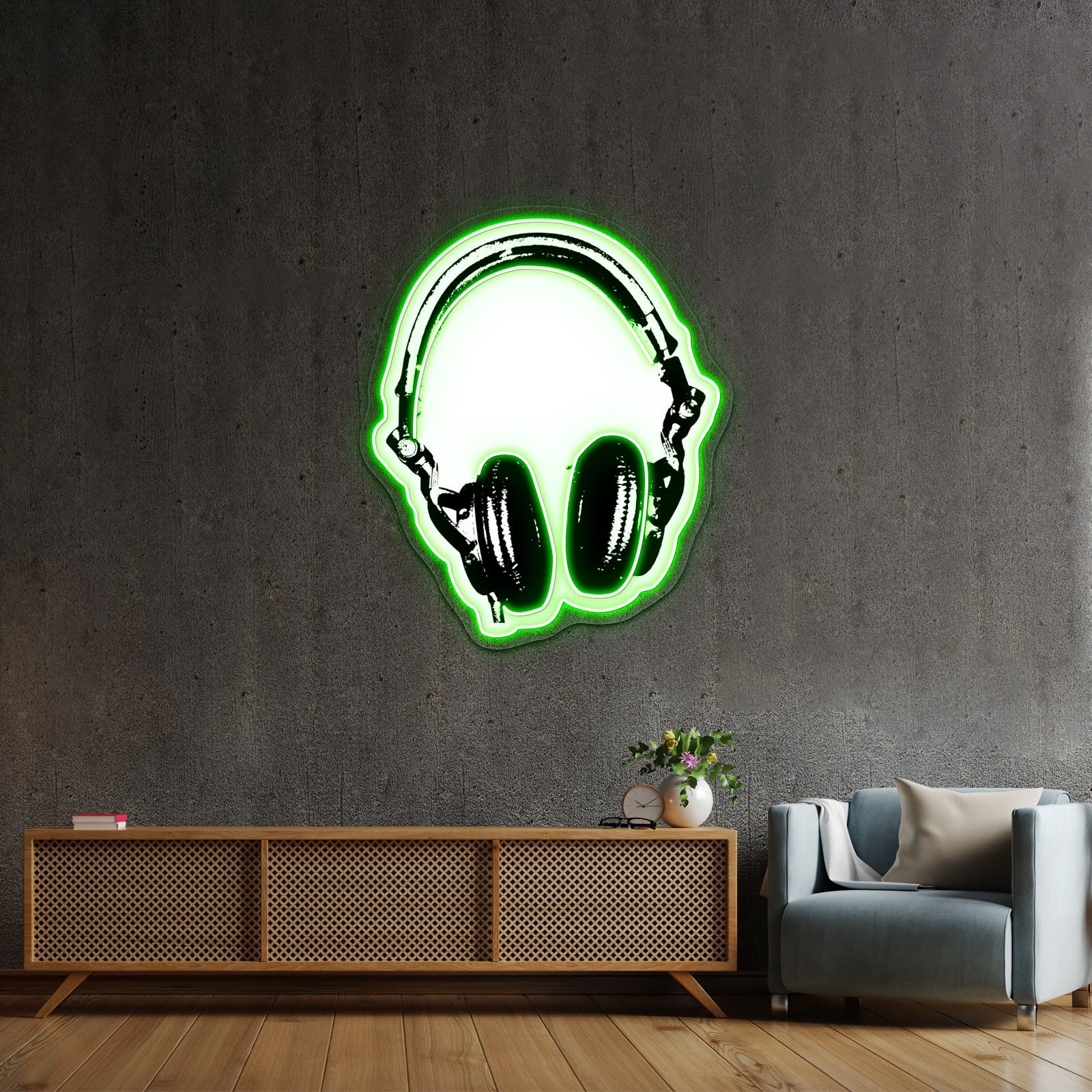 Dj Headphones Stencil Style Artwork Affordable Custom Neon Signs - Shineneon