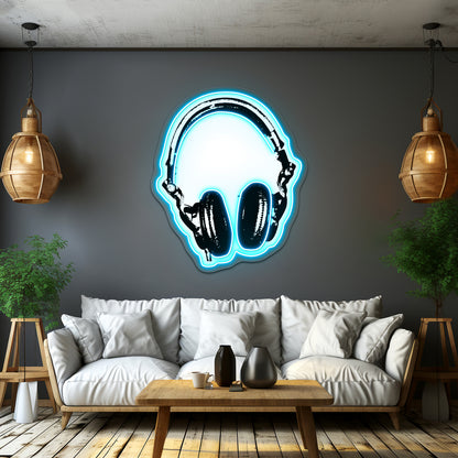 Dj Headphones Stencil Style Artwork Affordable Custom Neon Signs