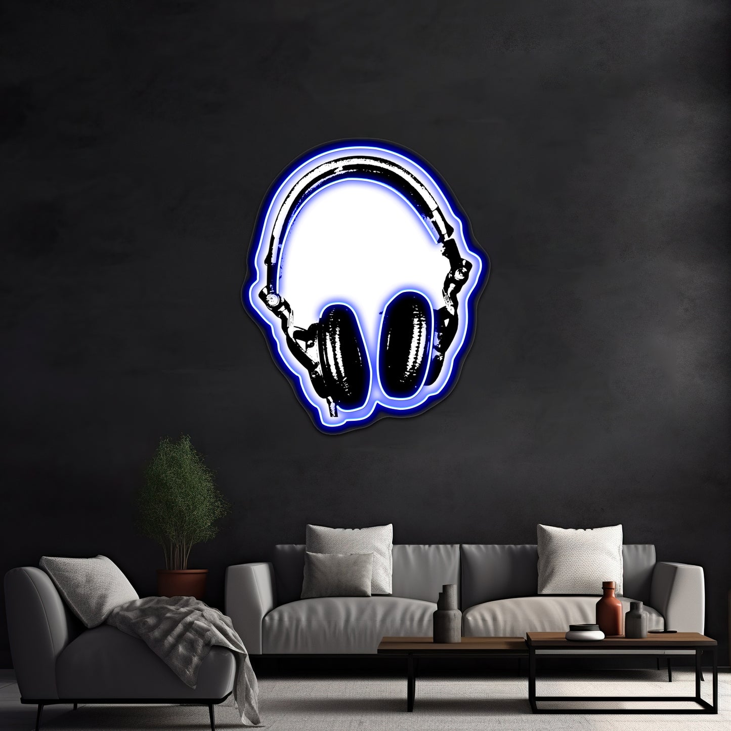 Dj Headphones Stencil Style Artwork Affordable Custom Neon Signs