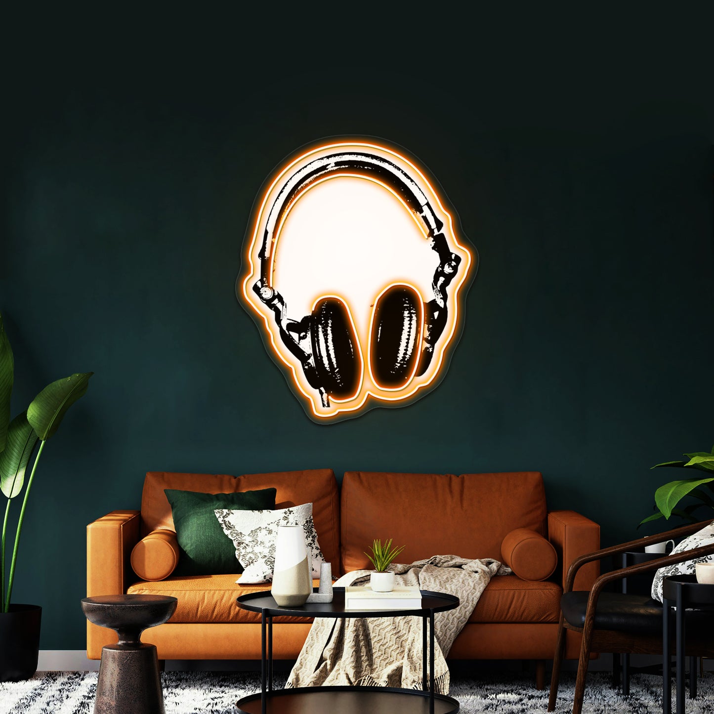 Dj Headphones Stencil Style Artwork Affordable Custom Neon Signs