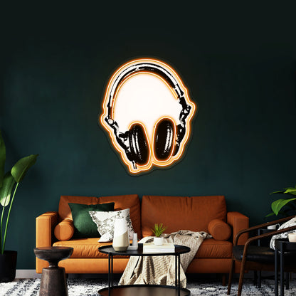 Dj Headphones Stencil Style Artwork Affordable Custom Neon Signs