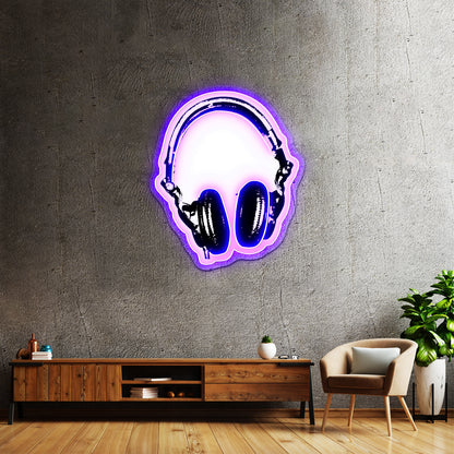 Dj Headphones Stencil Style Artwork Affordable Custom Neon Signs