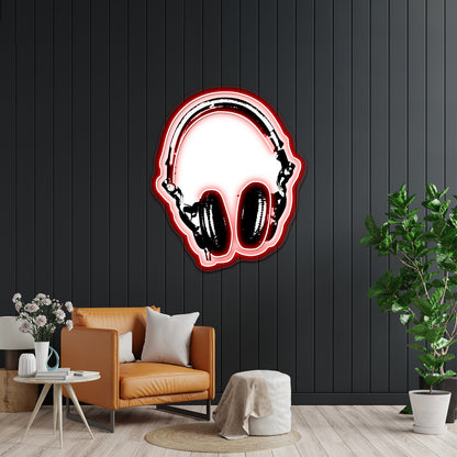 Dj Headphones Stencil Style Artwork Affordable Custom Neon Signs