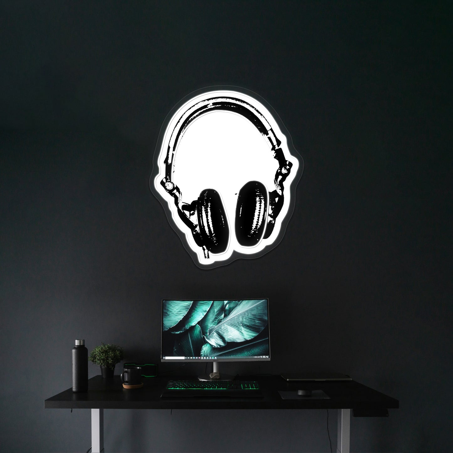 Dj Headphones Stencil Style Artwork Affordable Custom Neon Signs