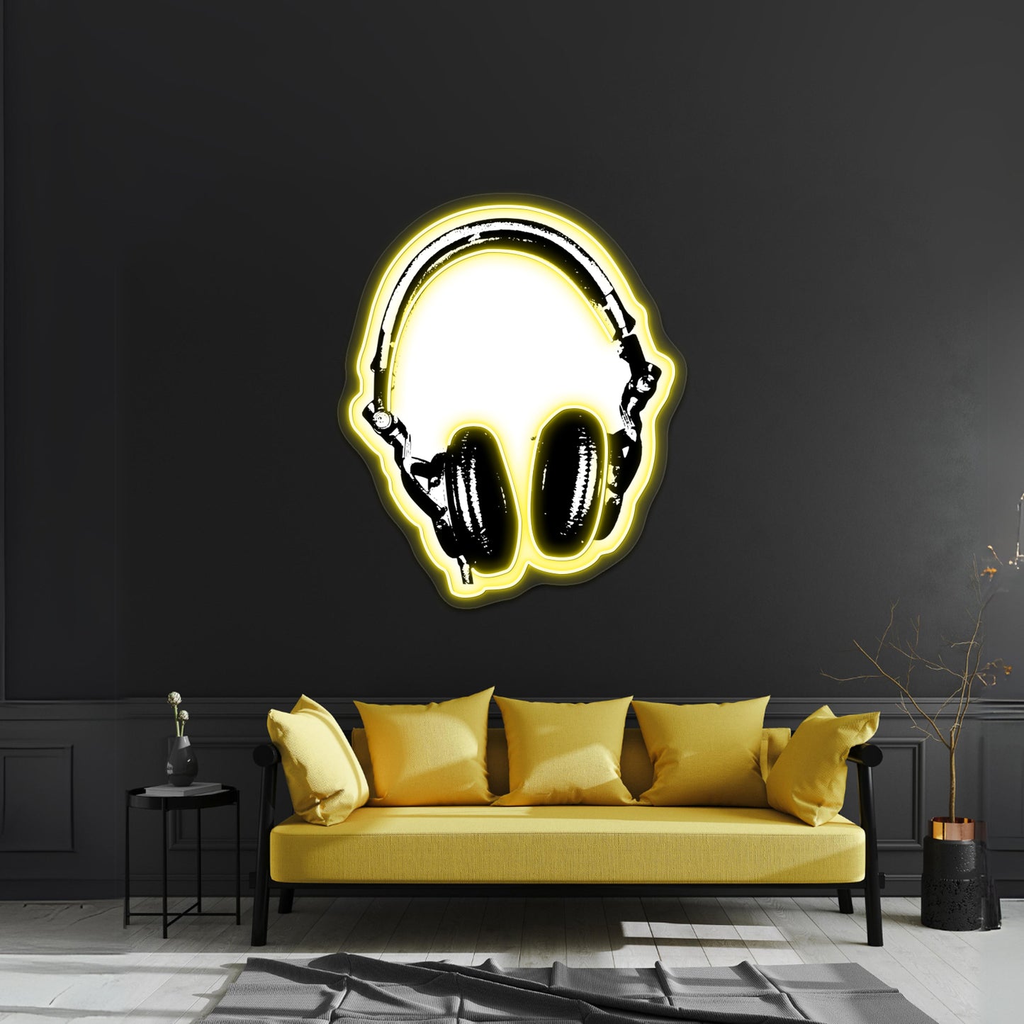 Dj Headphones Stencil Style Artwork Affordable Custom Neon Signs