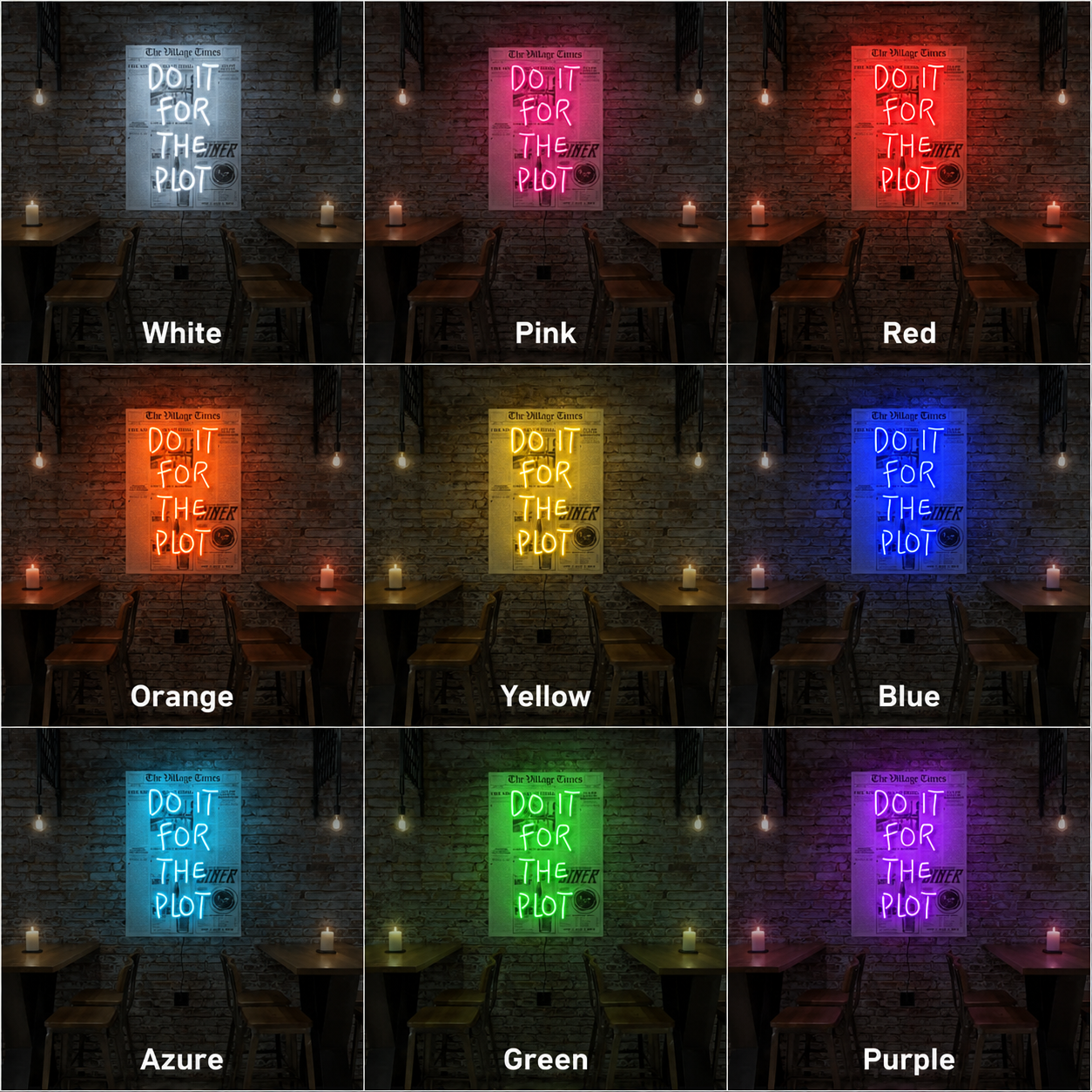 Do It For The Plot Wall Decor LED Neon Sign - 05 Color Grid