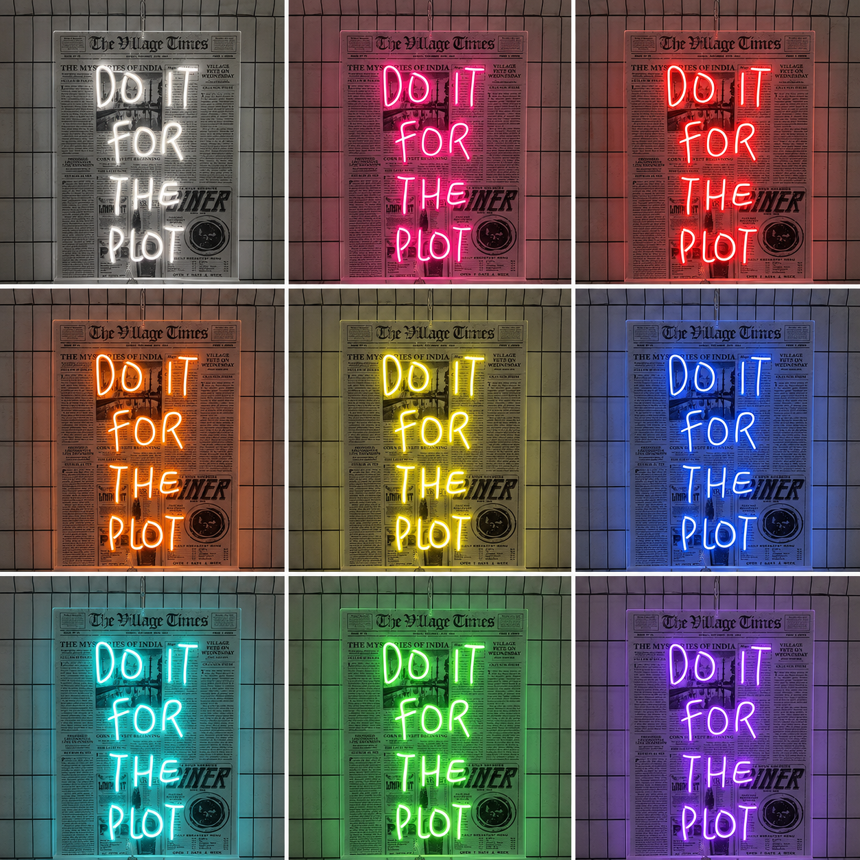 Do It For The Plot Wall LED Neon Sign color grid