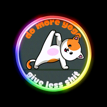 Do More Yoga Give Less Shit Yoga Cat Yoga Led Neon Sign Rgb Color