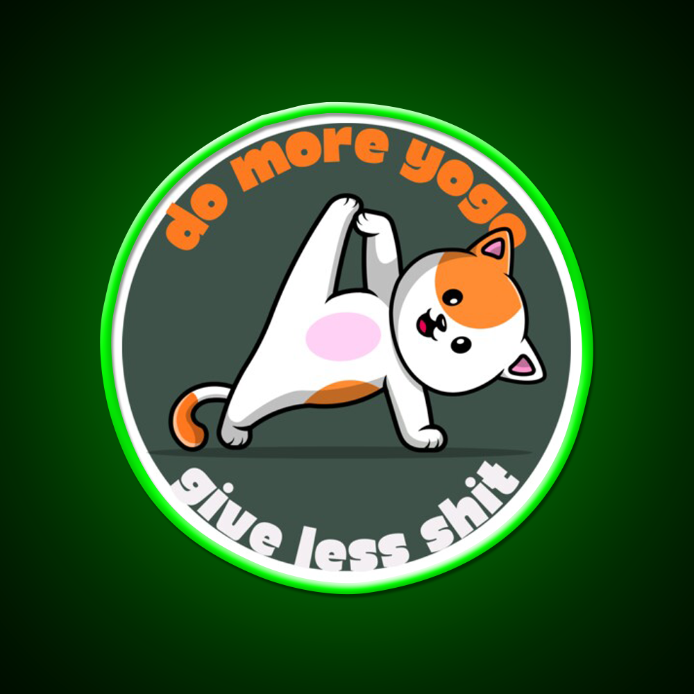 Do More Yoga Give Less Shit Yoga Cat Yoga Led Neon Sign Rgb Color