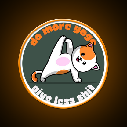 Do More Yoga Give Less Shit Yoga Cat Yoga Led Neon Sign Rgb Color