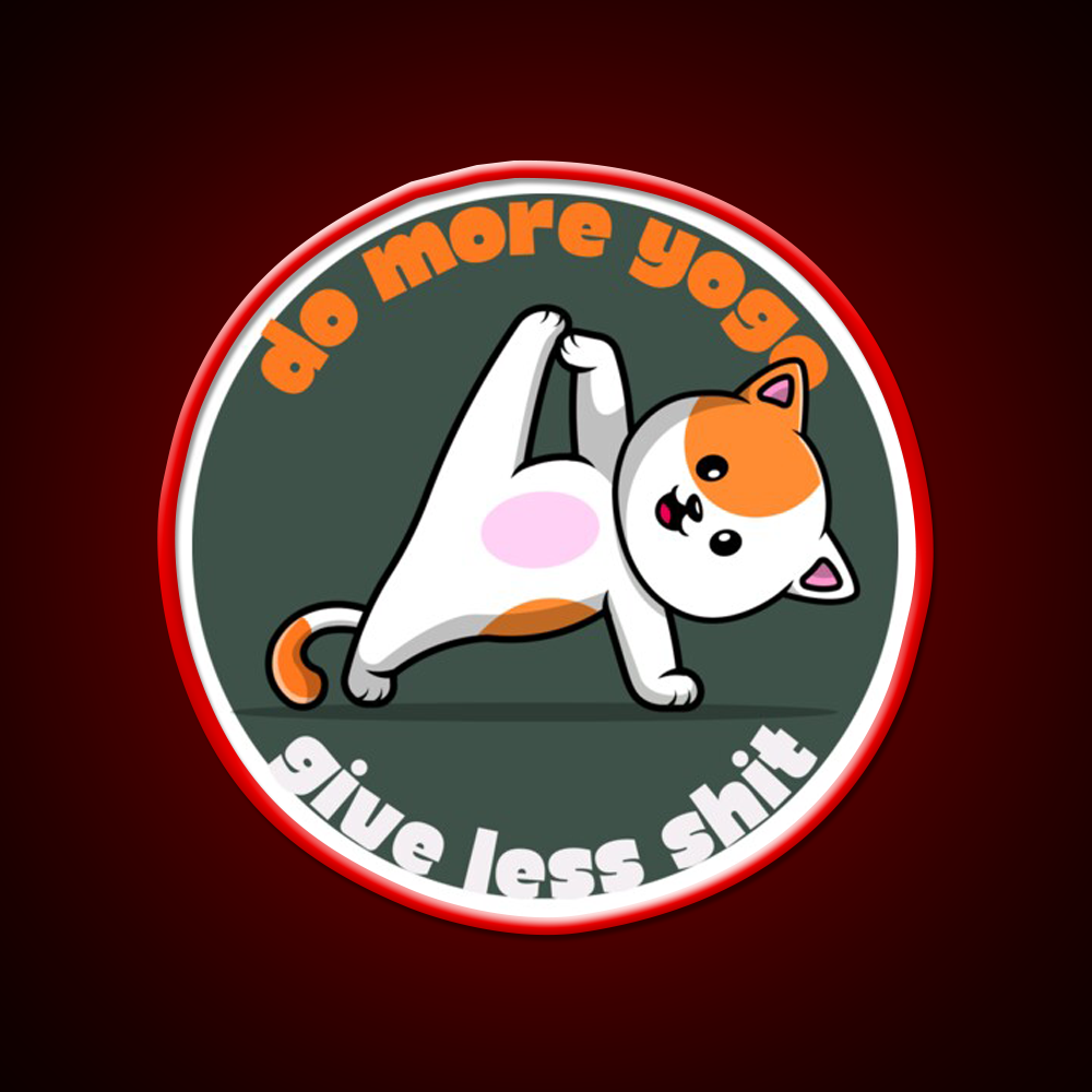 Do More Yoga Give Less Shit Yoga Cat Yoga Led Neon Sign Rgb Color