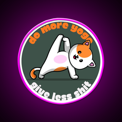 Do More Yoga Give Less Shit Yoga Cat Yoga Led Neon Sign Rgb Color - Shineneon