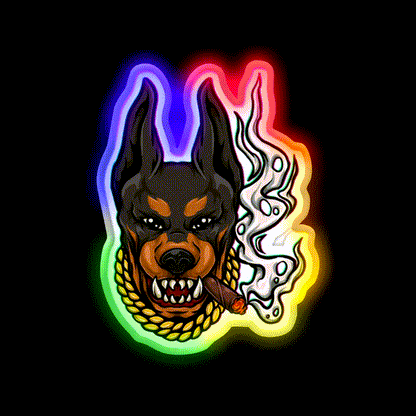 Doberman Blunt Hemp Inspired Green Leaf Led Neon Sign Rgb Color - LED neon sign close-up detail