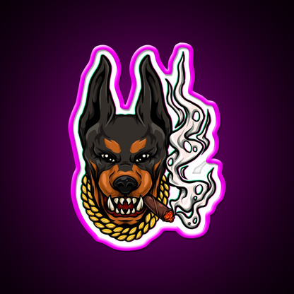 Doberman Blunt Hemp Inspired Green Leaf Led Neon Sign Rgb Color