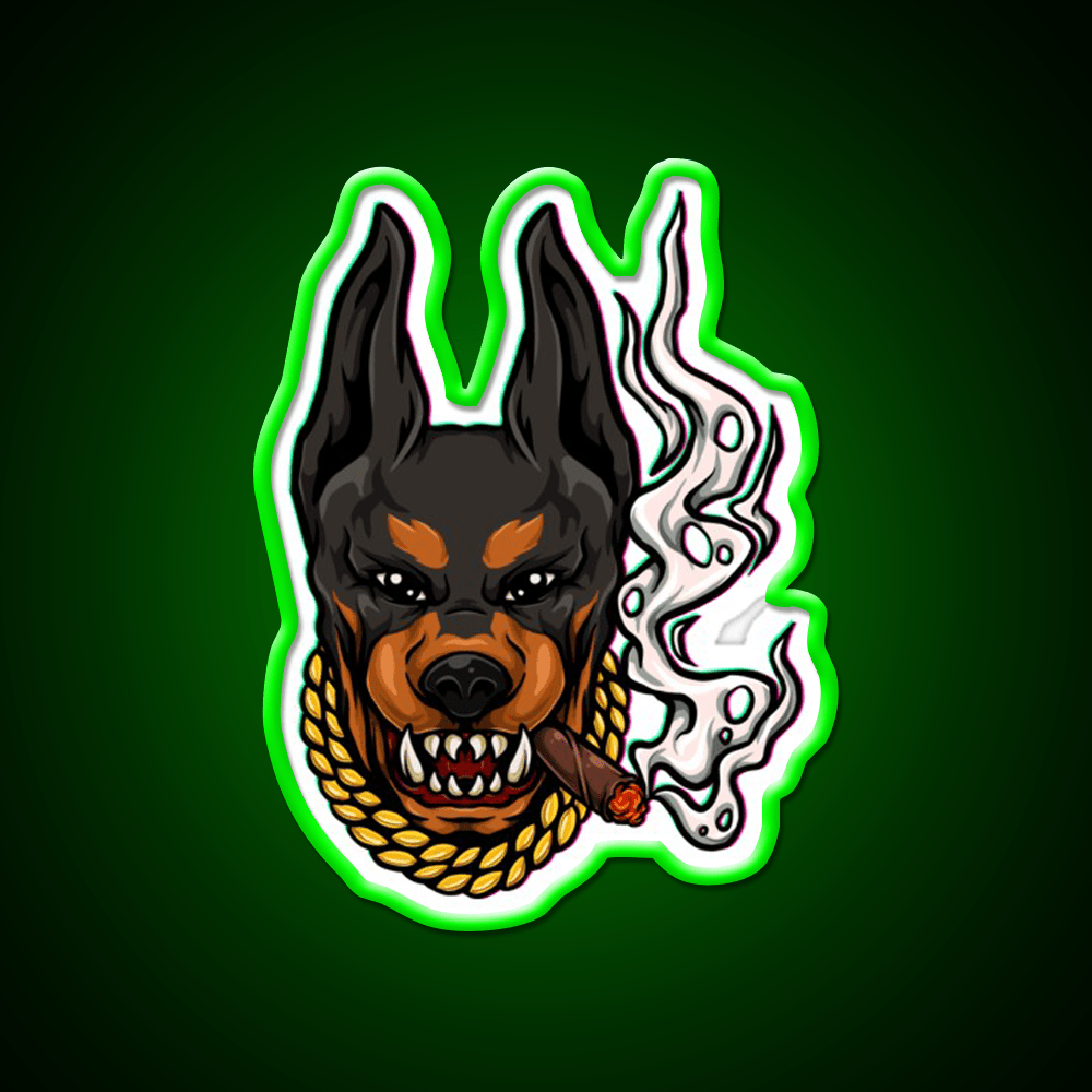 Doberman Blunt Hemp Inspired Green Leaf Led Neon Sign Rgb Color - Shineneon