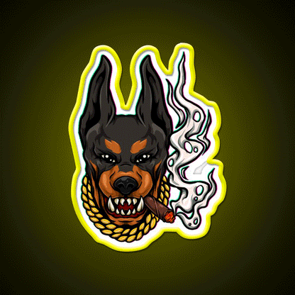 Doberman Blunt Hemp Inspired Green Leaf Led Neon Sign Rgb Color - Custom LED neon sign front view