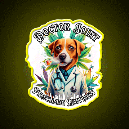 Doctor Joint Blaze 420 Hemp Inspired Green Leaf Led Neon Sign Rgb Color - Custom LED neon sign front view