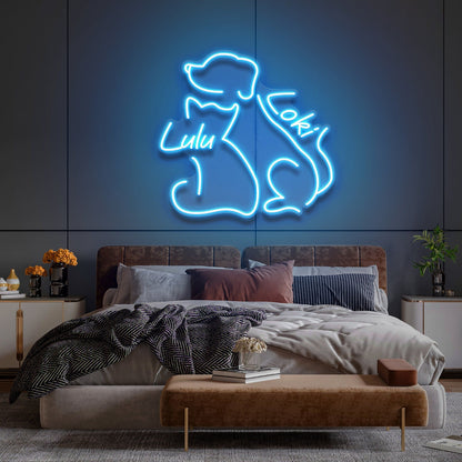 Dog And Cat Led Neon Sign With Your Lovely Pets Names For Pets House | Shineneon