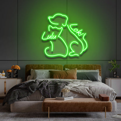 Dog And Cat Led Neon Sign With Your Lovely Pets Names For Pets House | Shineneon