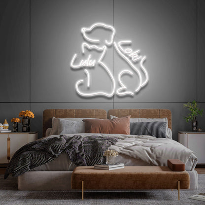 Dog And Cat Led Neon Sign With Your Lovely Pets Names For Pets House | Shineneon