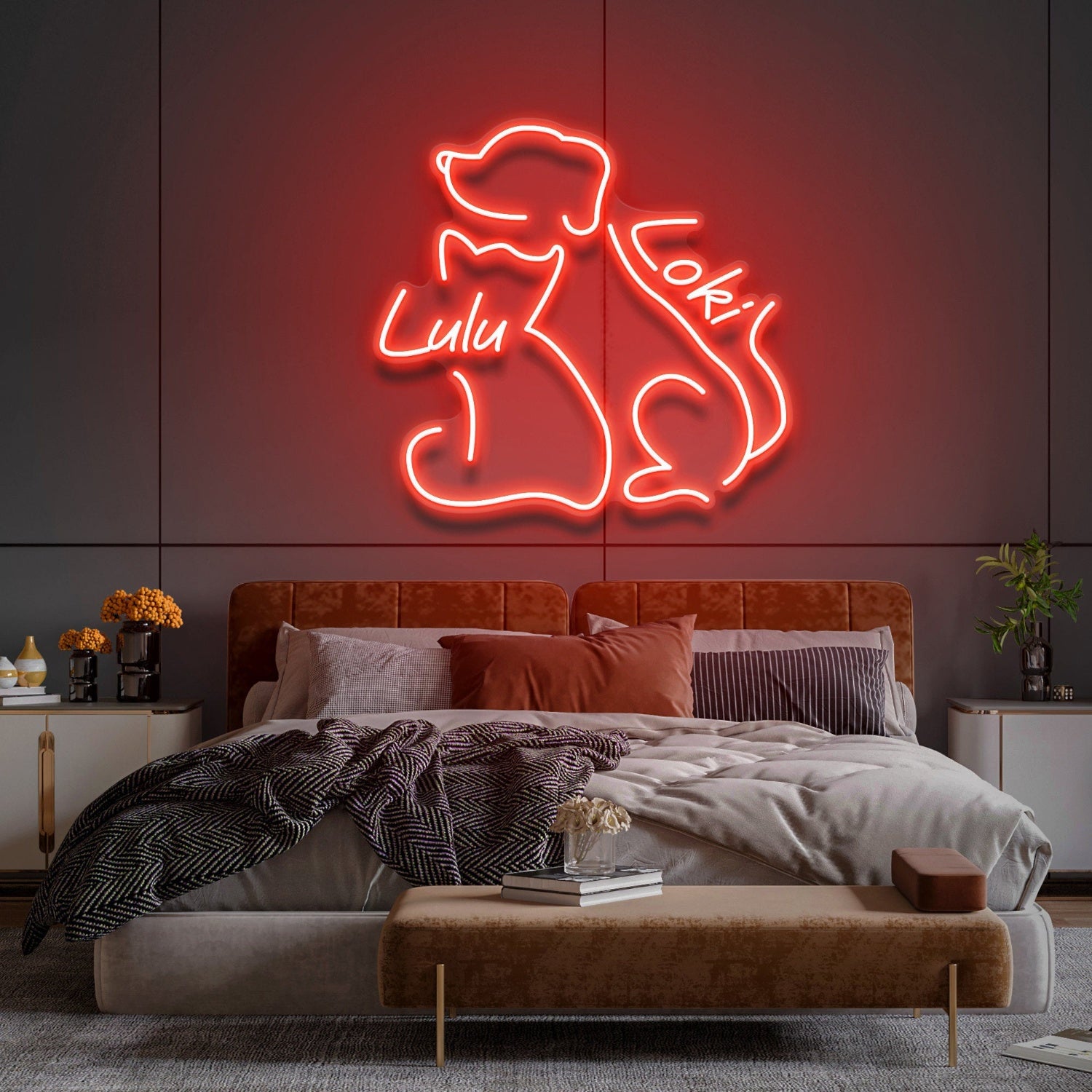Dog And Cat Led Neon Sign With Your Lovely Pets Names For Pets House | Shineneon