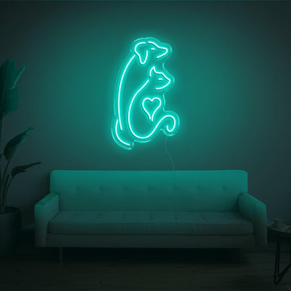 Dog And Cat V2 Bright Green Led Neon Sign For Indoor Pet Decor | Shineneon