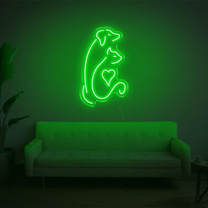 Dog And Cat V2 Bright Green Led Neon Sign For Indoor Pet Decor | Shineneon