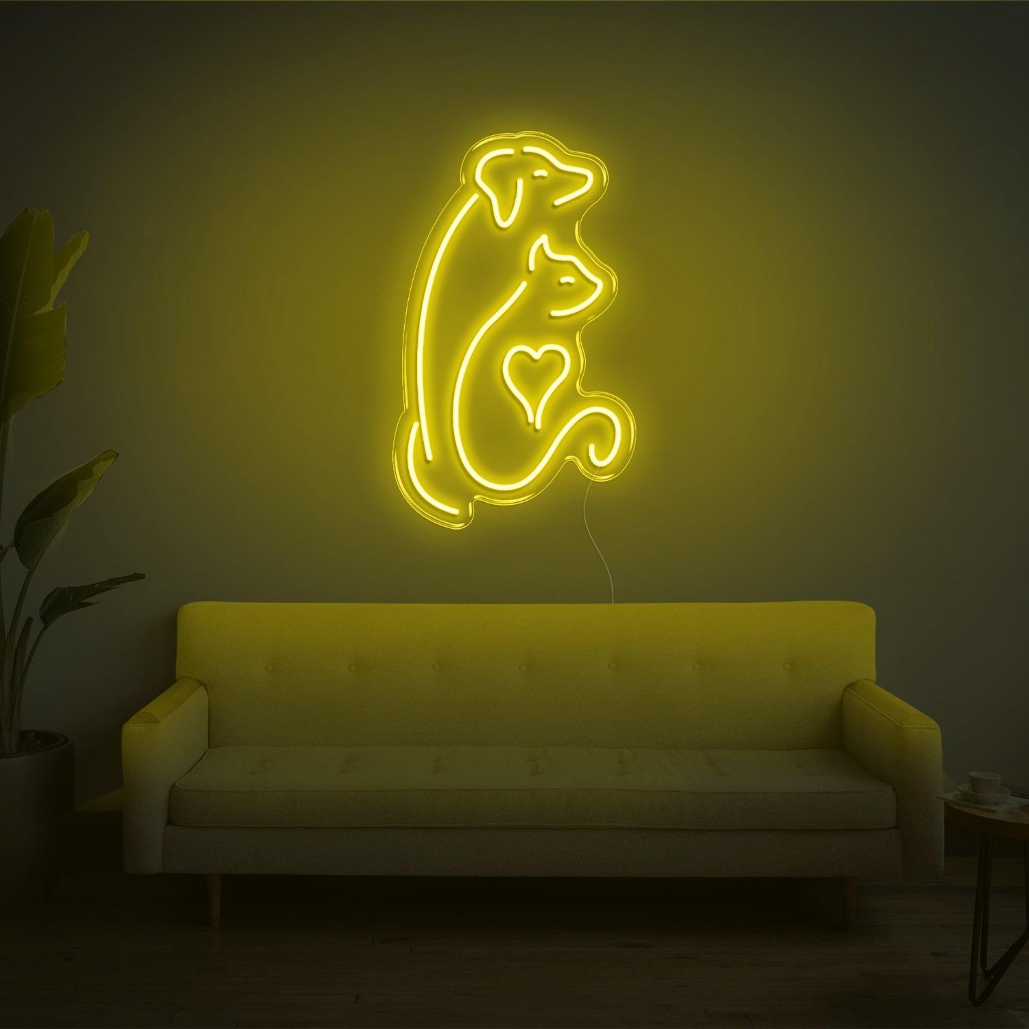 Dog And Cat V2 Bright Green Led Neon Sign For Indoor Pet Decor | Shineneon