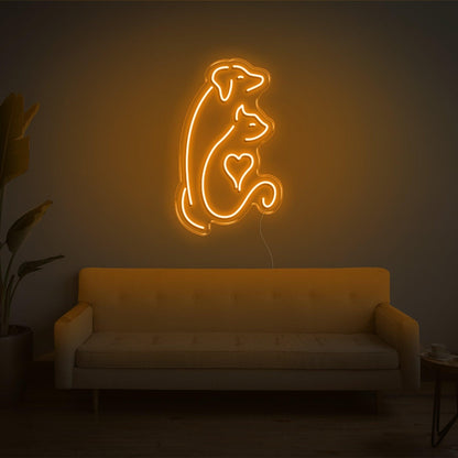 Dog And Cat V2 Bright Green Led Neon Sign For Indoor Pet Decor | Shineneon