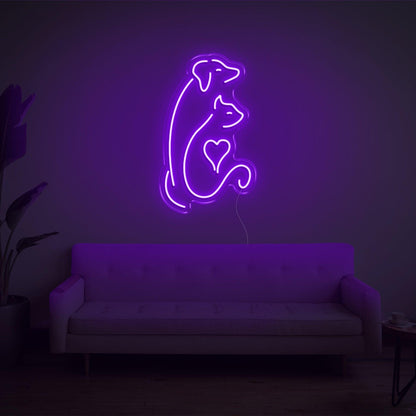 Dog And Cat V2 Bright Green Led Neon Sign For Indoor Pet Decor | Shineneon