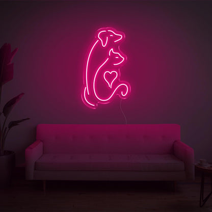 Dog And Cat V2 Bright Green Led Neon Sign For Indoor Pet Decor | Shineneon