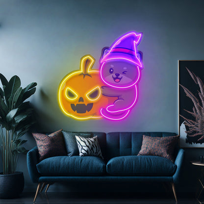 Dog And Pumpkin Led Neon Sign Light Custom Led Signs - Shineneon