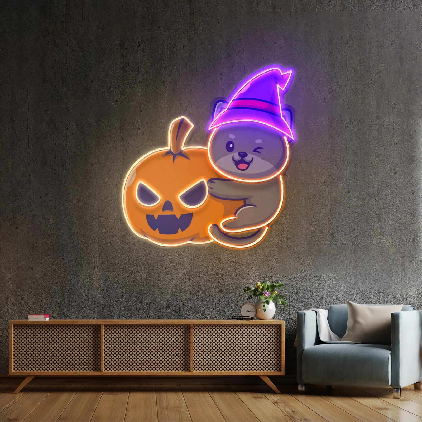 Dog And Pumpkin Led Neon Sign Light Custom Led Signs - Shineneon