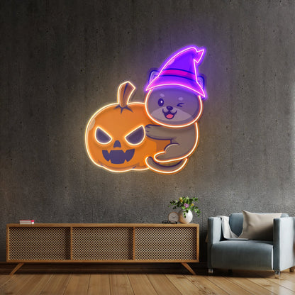 Dog And Pumpkin Led Neon Sign Light Custom Led Signs - Shineneon