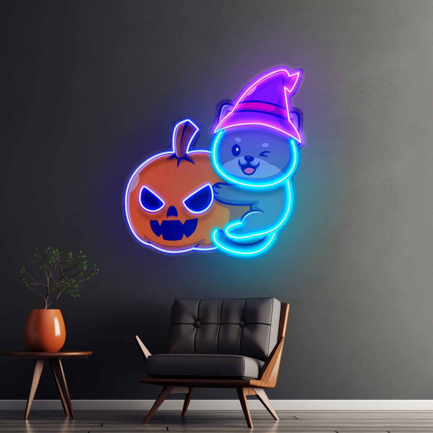 Dog And Pumpkin Led Neon Sign Light Custom Led Signs