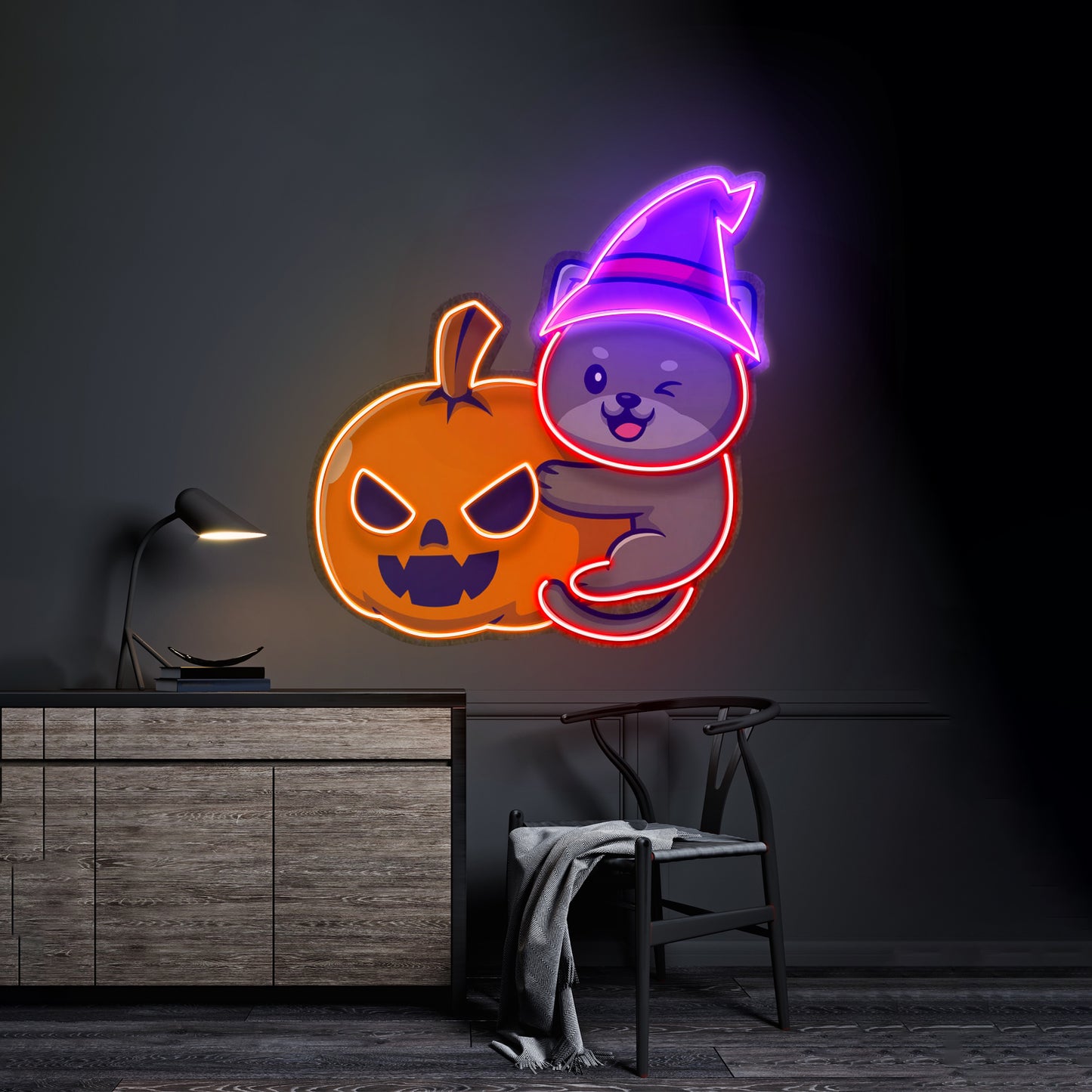 Dog And Pumpkin Led Neon Sign Light Custom Led Signs