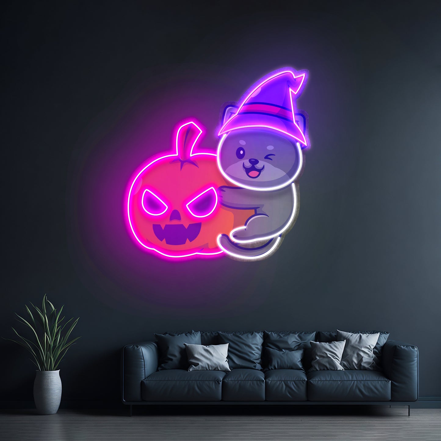 Dog And Pumpkin Led Neon Sign Light Custom Led Signs