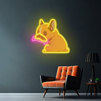Dog Gnawing Bone Led Neon Sign Light Custom Led Signs - Shineneon
