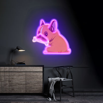 Dog Gnawing Bone Led Neon Sign Light Custom Led Signs