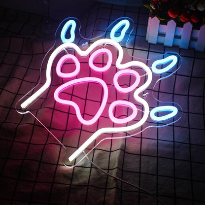 Dog Paw Animal Patterns Pink Blue Led Neon Sign For Indoor Pet Decor | Shineneon