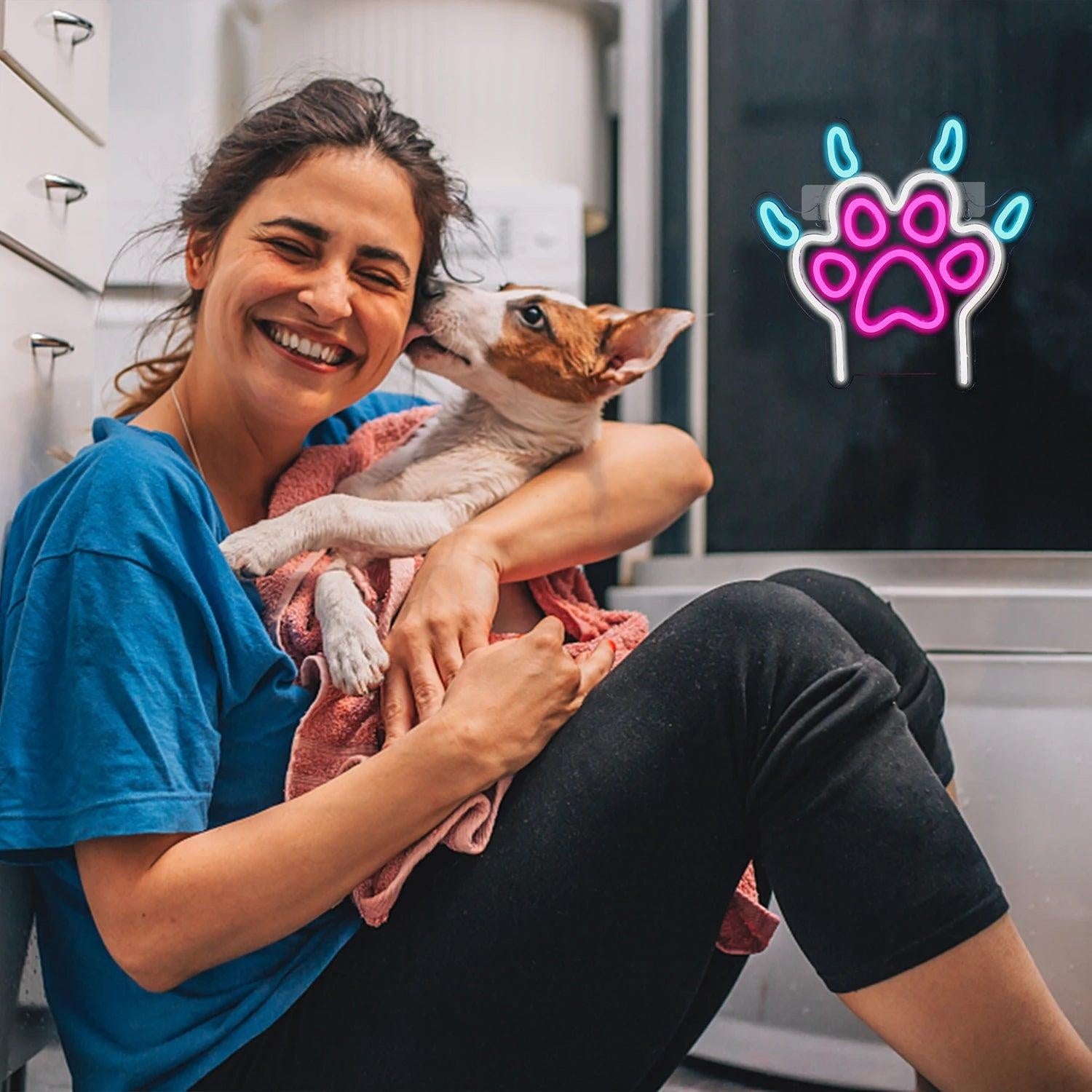 Dog Paw Animal Patterns Pink Blue Led Neon Sign For Indoor Pet Decor | Shineneon