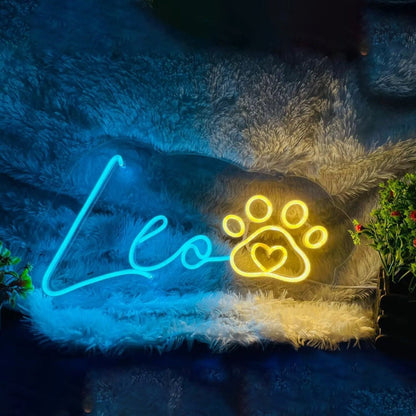 Dog Paw Led Neon Sign With Your Dogs Name For Pets House | Shineneon