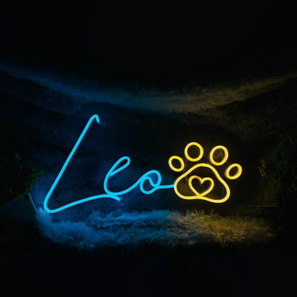 Dog Paw Led Neon Sign With Your Dogs Name For Pets House | Shineneon