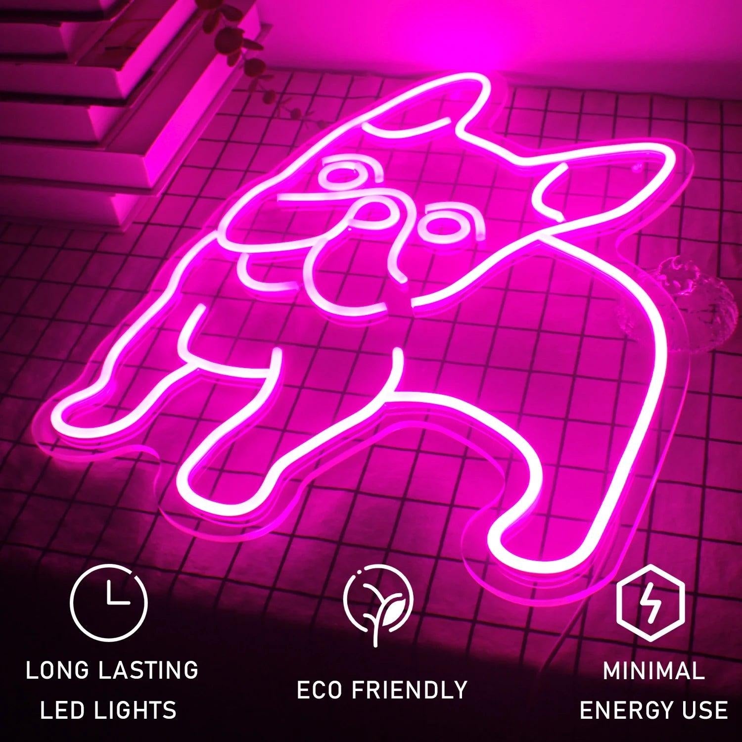 Dog Pink French Bulldog Led Neon Sign For Pet-Themed Home Decor Pet Shop | Shineneon