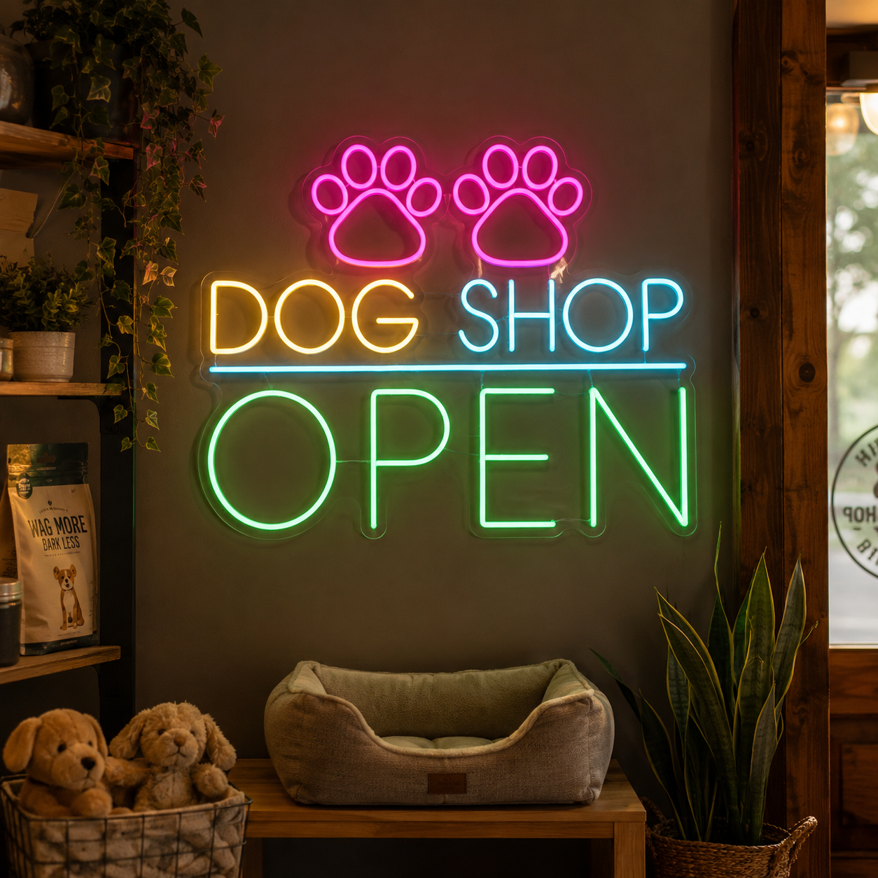 Dog Shop Open LED Neon Sign - 02 High-Converting Product Image