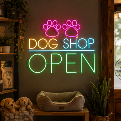 Dog Shop Open LED Neon Sign - 02 High-Converting Product Image